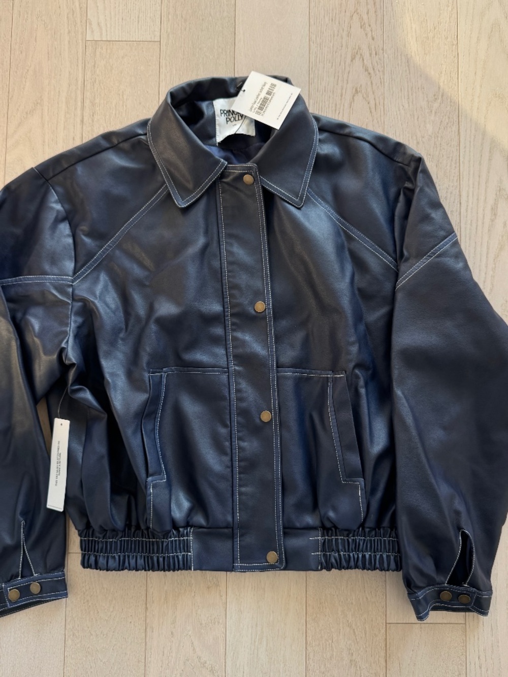 PRINCESS POLLY - Jaxton Faux Leather Jacket Navy NWT